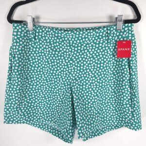 NWT SPANX‎ Polka Dot Kelly Green Sunshine Shorts 6” Slash Pockets 50213R Sz L